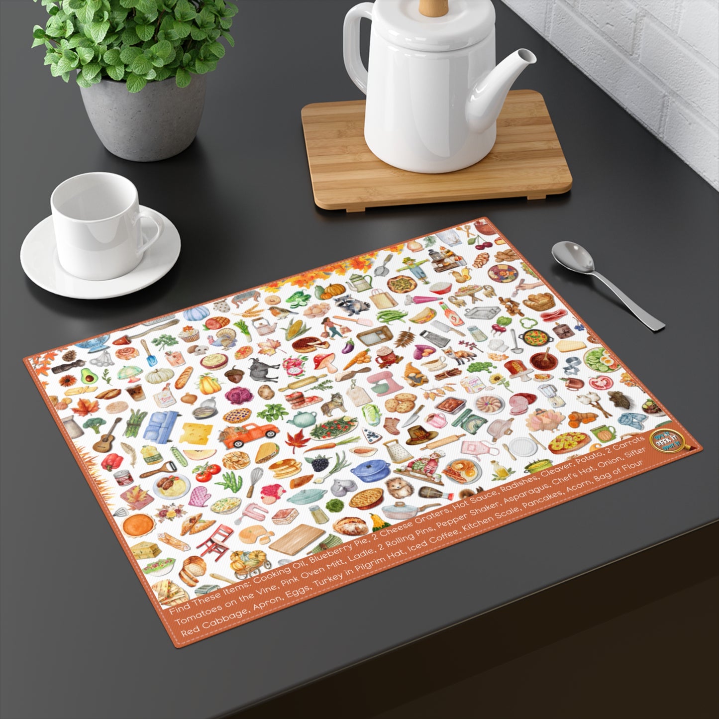 Thanksgiving Spy-It Placemat for Kids — Holiday I Spy, Hidden Objects & Tabletime Fun