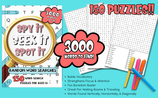 🔍 Spy It, Seek It, Spot It: Random Word Searches (Ages 8+) - Interactive Digital Edition (PDF + Goodnotes) - Spy It, Seek It, Spot It