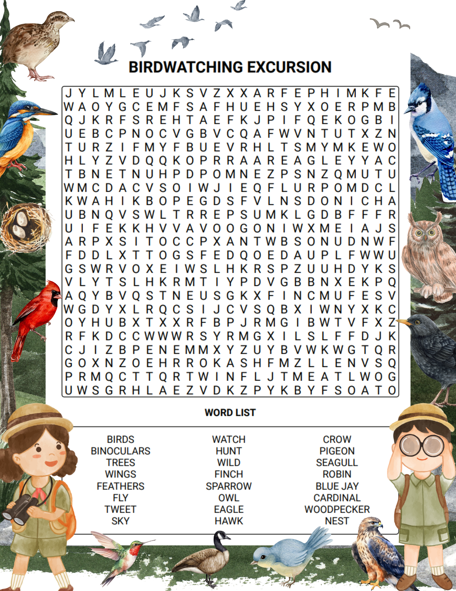 Birdwatching Word Search