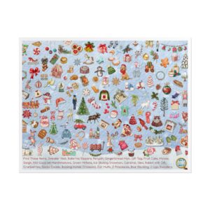 Rolled Christmas Spy-It Poster for Kids — Festive 14×11 I Spy Hidden Object Art