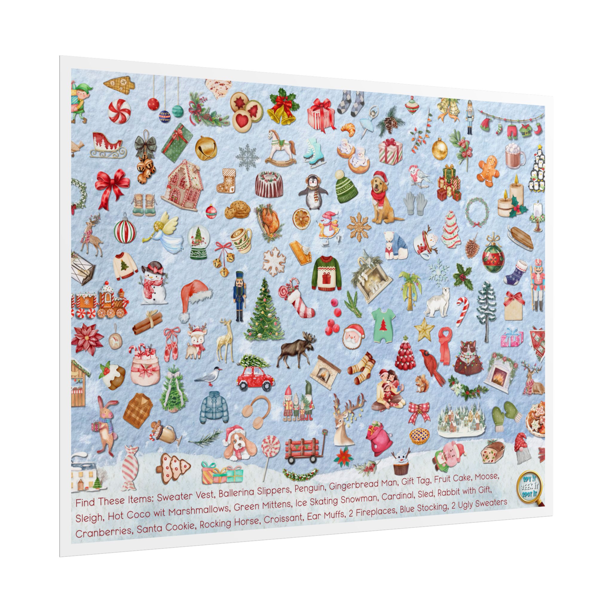Rolled Christmas Spy-It Poster for Kids — Festive 14×11 I Spy Hidden Object Art - Image 3