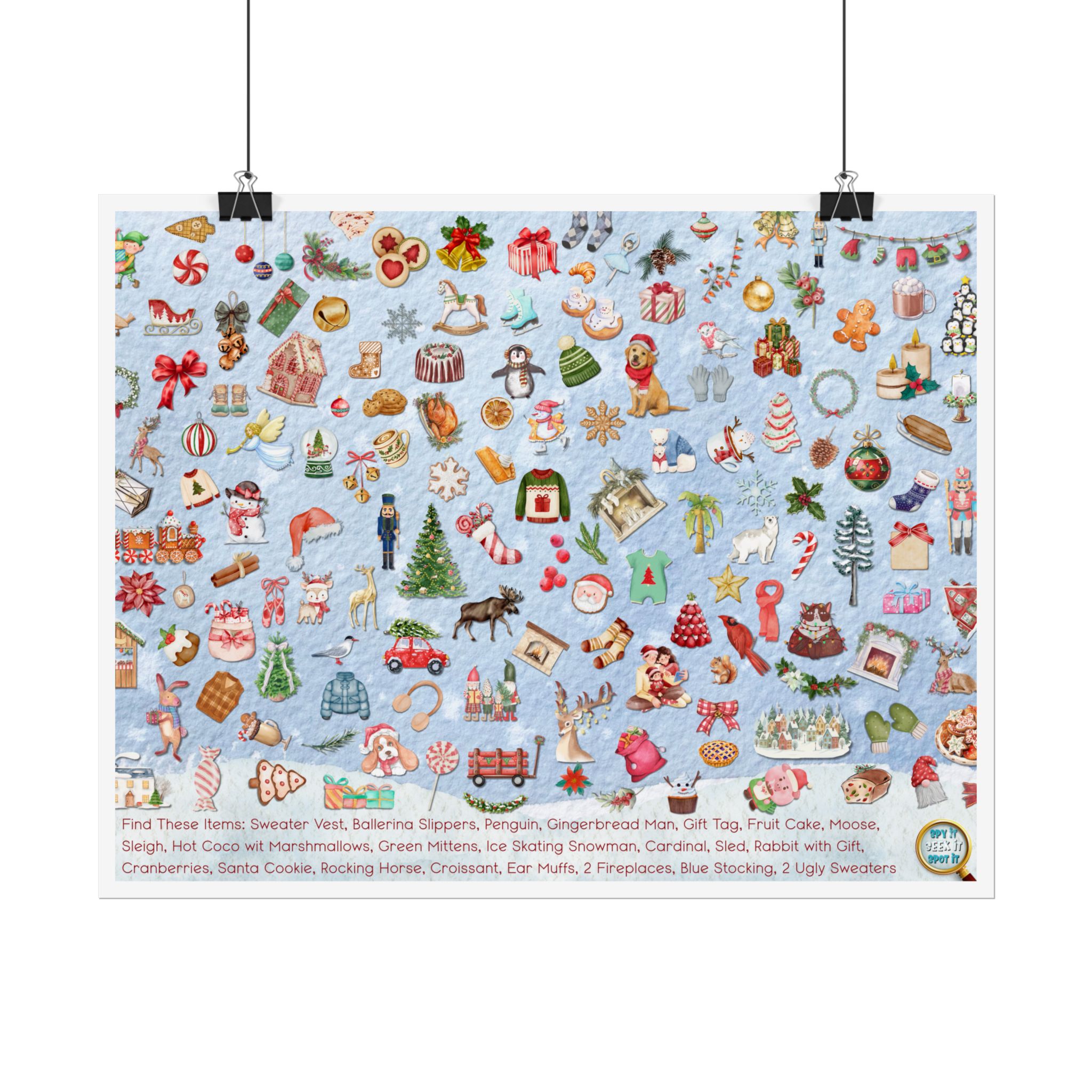 Rolled Christmas Spy-It Poster for Kids — Festive 14×11 I Spy Hidden Object Art - Image 6