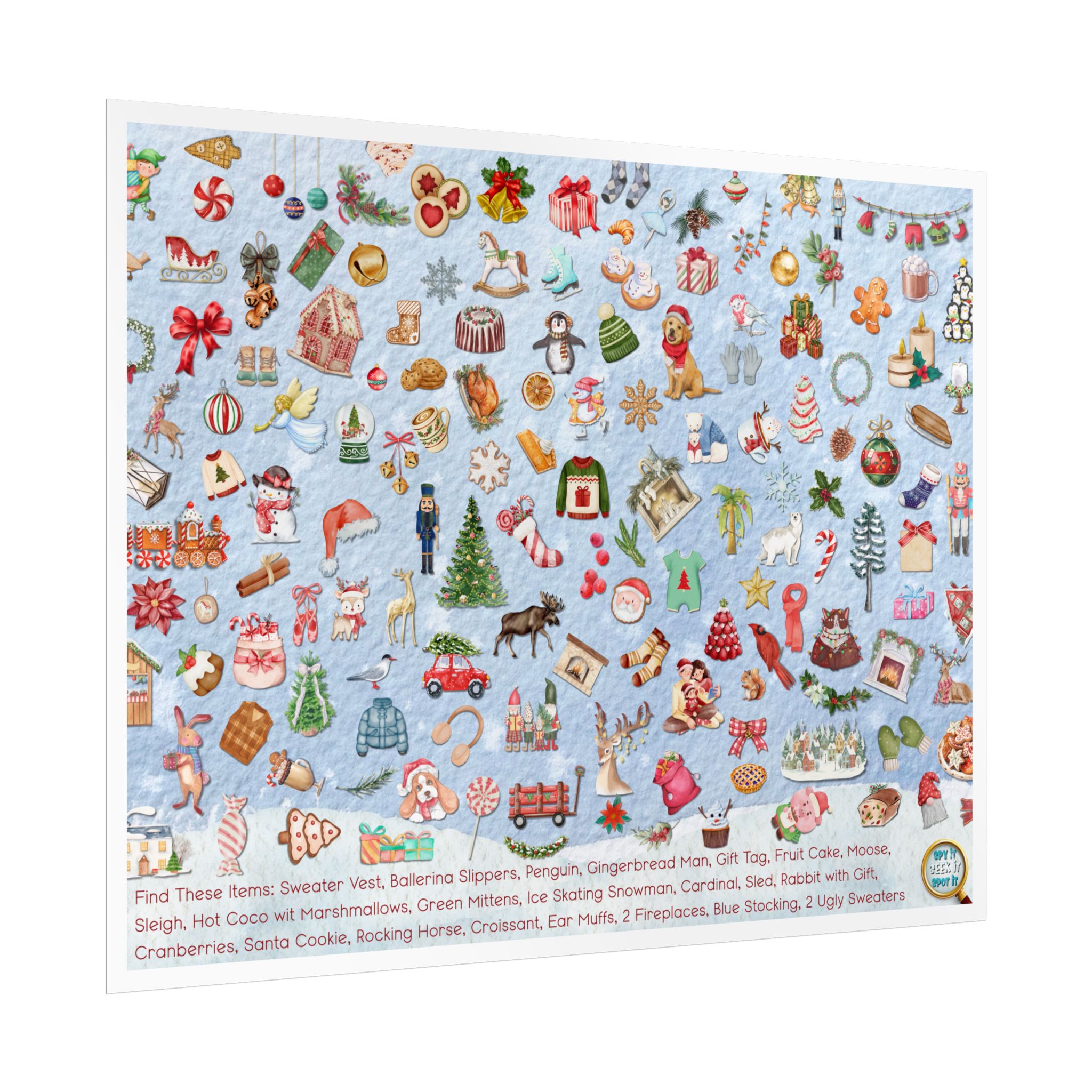 Rolled Christmas Spy-It Poster for Kids — Festive 14×11 I Spy Hidden Object Art - Image 7