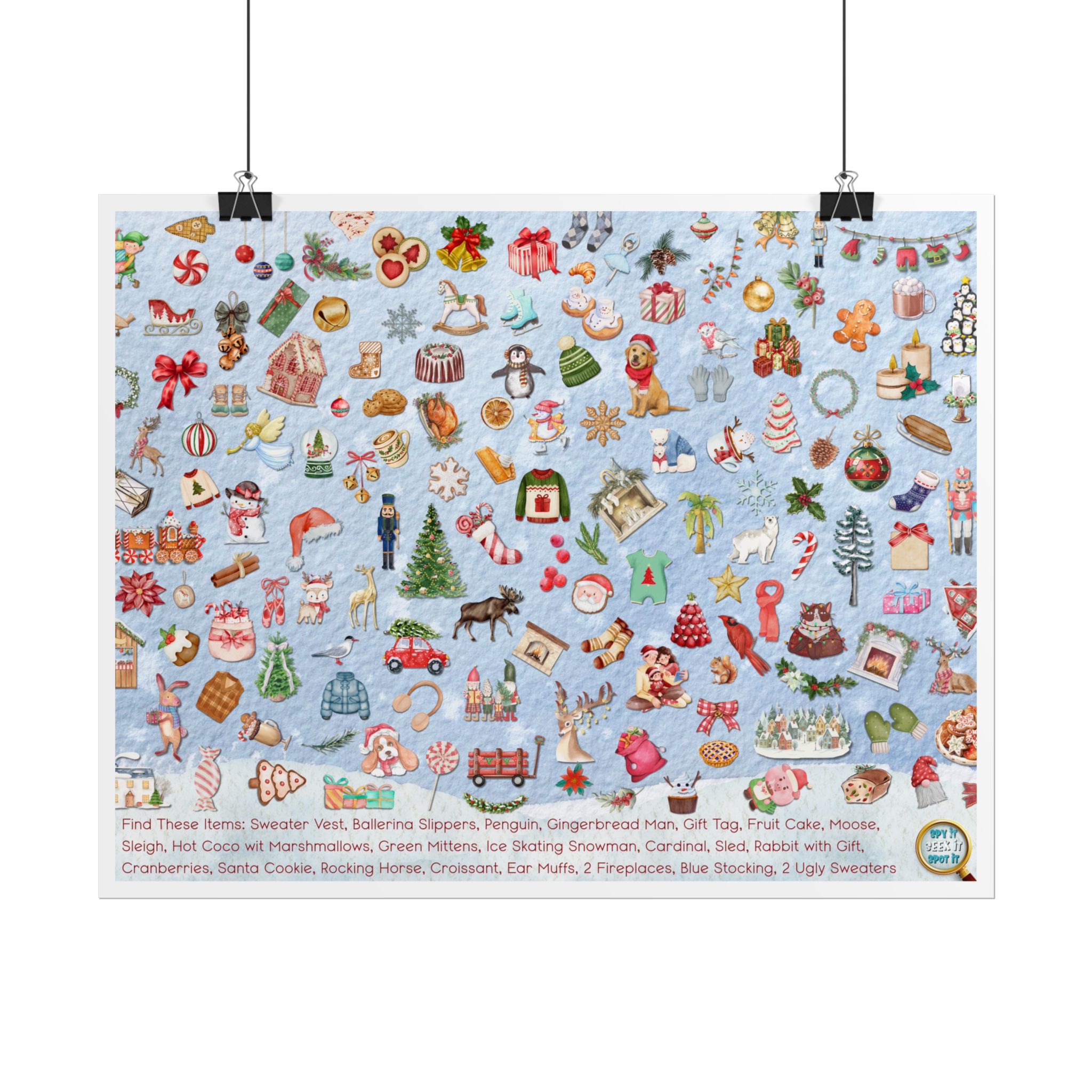 Rolled Christmas Spy-It Poster for Kids — Festive 14×11 I Spy Hidden Object Art - Image 2